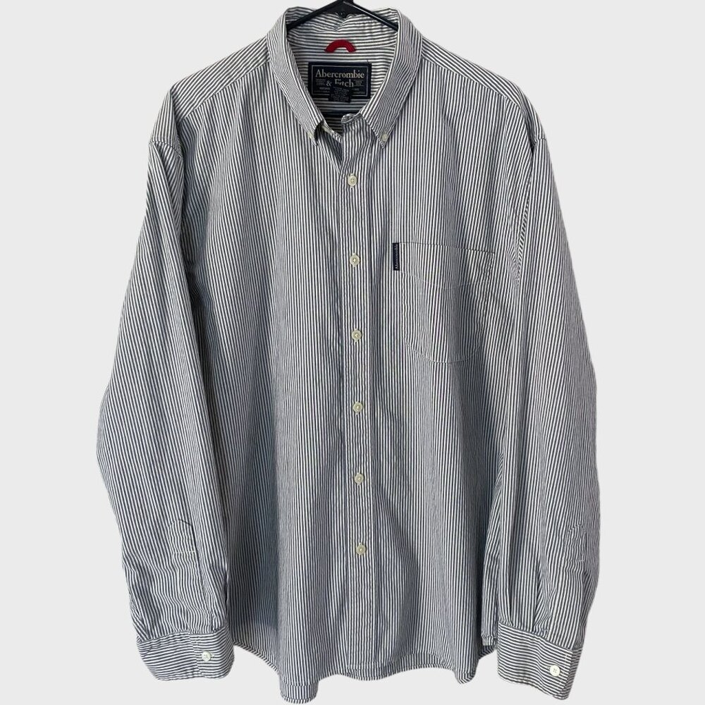 Abercrombie & Fitch Classic Striped Button-Down Pocket Shirt Men's Size Large